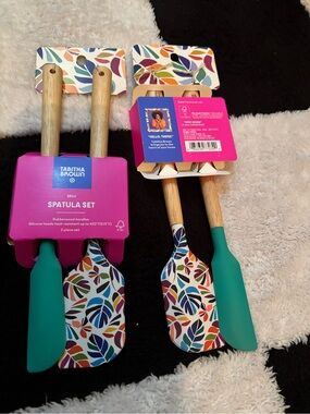 Tabitha Brown Teal & Multicolor Leaf Mini Spatula Set - 2 Pc